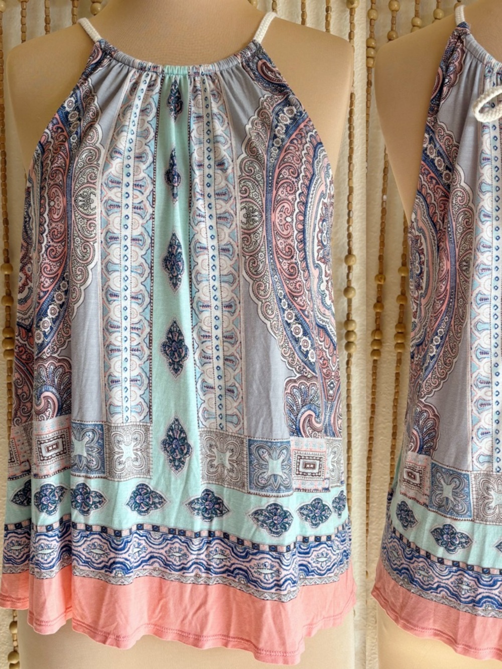 Anthropologie Deletta NWOT Pastel Paisley Mandala Boho Indie Casual Rayon Tank M